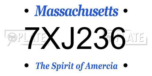 7XJ236 Massachusetts License Plate