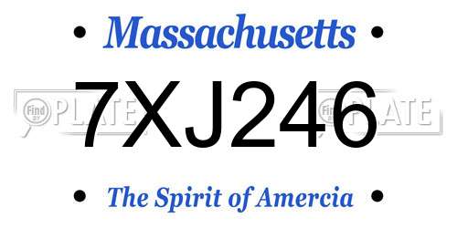 7XJ246 Massachusetts License Plate