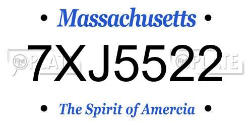 7XJ5522 Massachusetts License Plate