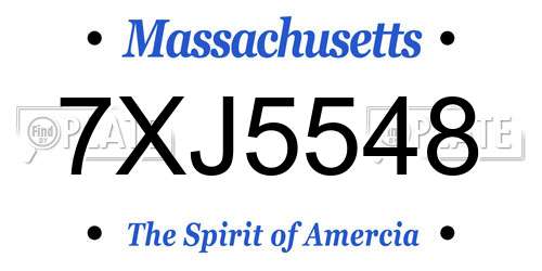 7XJ5548 Massachusetts License Plate