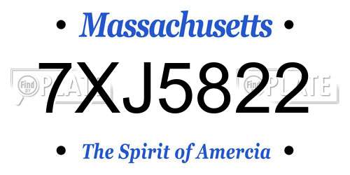 7XJ5822 Massachusetts License Plate