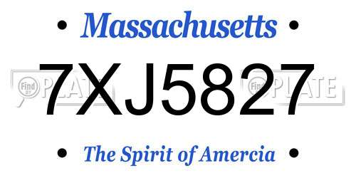 7XJ5827 Massachusetts License Plate