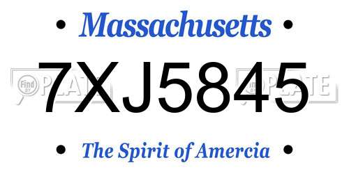 7XJ5845 Massachusetts License Plate