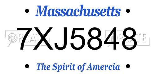 7XJ5848 Massachusetts License Plate