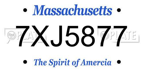 7XJ5877 Massachusetts License Plate