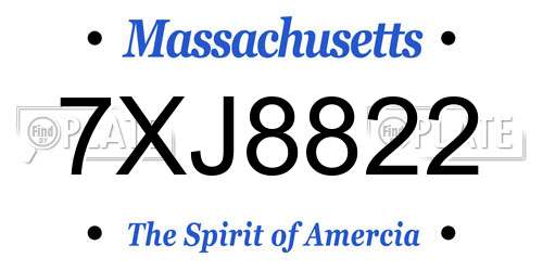 7XJ8822 Massachusetts License Plate