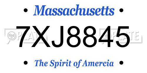 7XJ8845 Massachusetts License Plate
