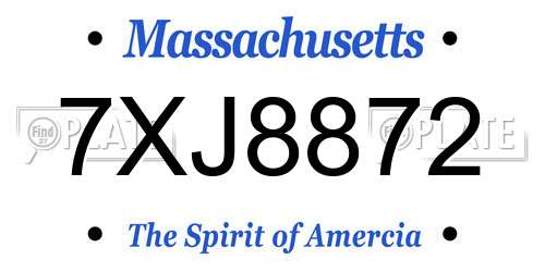 7XJ8872 Massachusetts License Plate