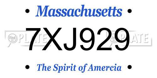 7XJ929 Massachusetts License Plate