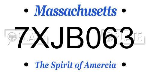 7XJB063 Massachusetts License Plate