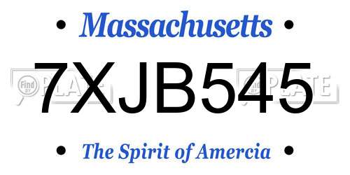 7XJB545 Massachusetts License Plate