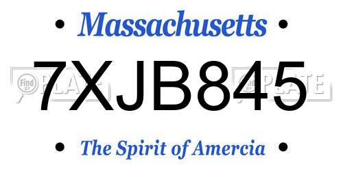 7XJB845 Massachusetts License Plate