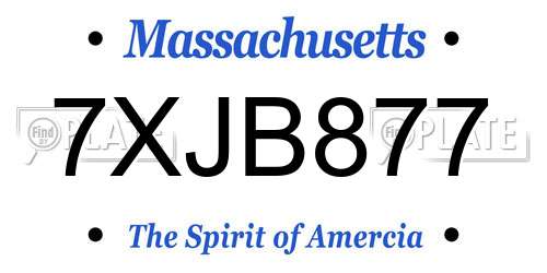7XJB877 Massachusetts License Plate