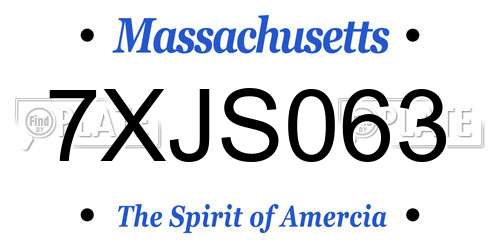 7XJS063 Massachusetts License Plate
