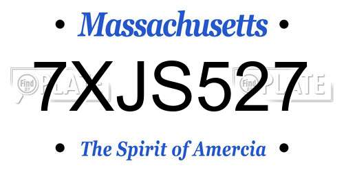 7XJS527 Massachusetts License Plate
