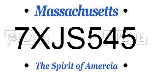 7XJS545 Massachusetts License Plate