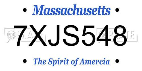 7XJS548 Massachusetts License Plate