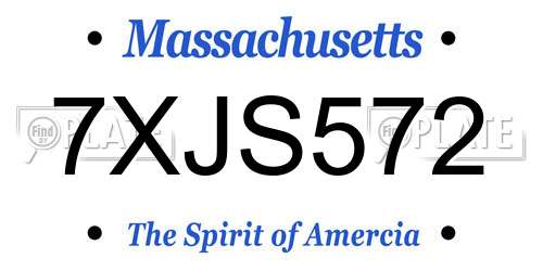 7XJS572 Massachusetts License Plate