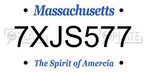 7XJS577 Massachusetts License Plate