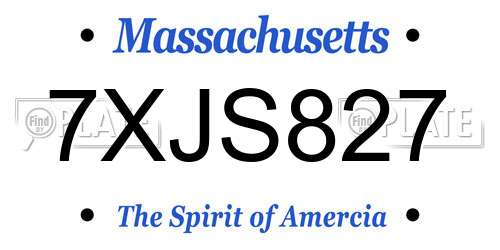 7XJS827 Massachusetts License Plate