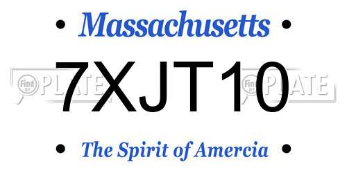 7XJT10 Massachusetts License Plate