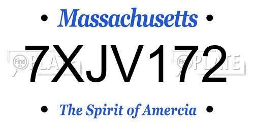 7XJV172 Massachusetts License Plate