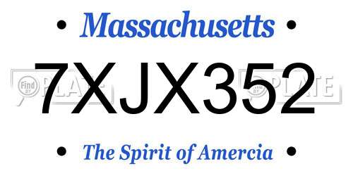 7XJX352 Massachusetts License Plate