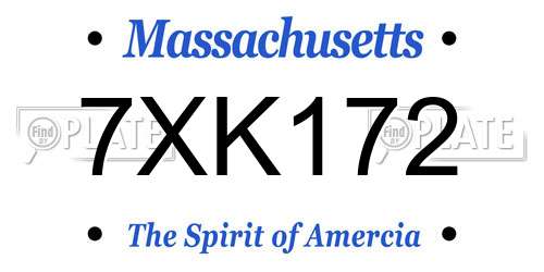 7XK172 Massachusetts License Plate