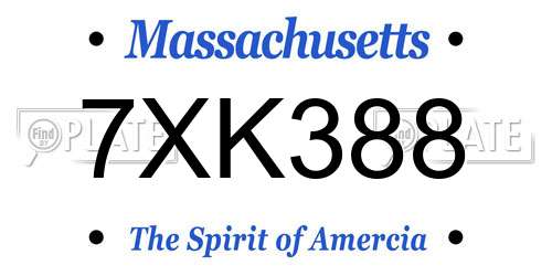 7XK388 Massachusetts License Plate