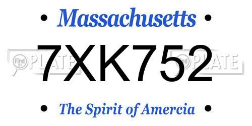 7XK752 Massachusetts License Plate