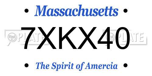 7XKX40 Massachusetts License Plate