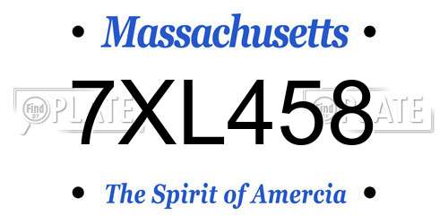 7XL458 Massachusetts License Plate