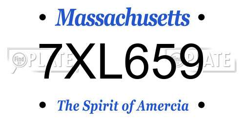 7XL659 Massachusetts License Plate