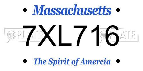 7XL716 Massachusetts License Plate