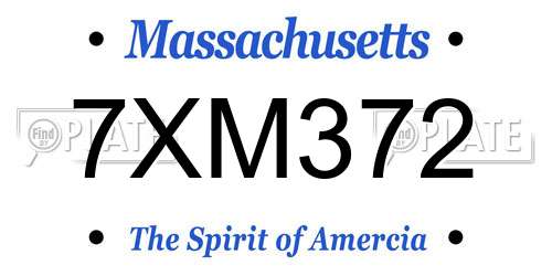 7XM372 Massachusetts License Plate
