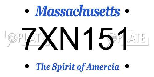 7XN151 Massachusetts License Plate