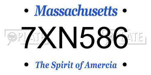 7XN586 Massachusetts License Plate