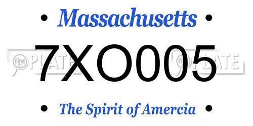 7XO005 Massachusetts License Plate