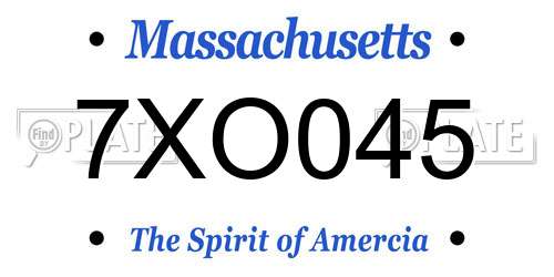 7XO045 Massachusetts License Plate