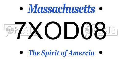 7XOD08 Massachusetts License Plate