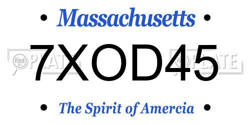 7XOD45 Massachusetts License Plate