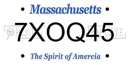 7XOQ45 Massachusetts License Plate