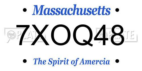 7XOQ48 Massachusetts License Plate