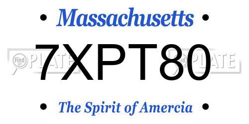 7XPT80 Massachusetts License Plate