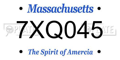 7XQ045 Massachusetts License Plate