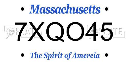 7XQO45 Massachusetts License Plate