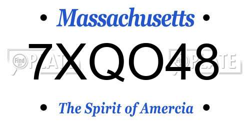 7XQO48 Massachusetts License Plate