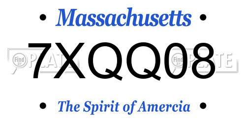 7XQQ08 Massachusetts License Plate