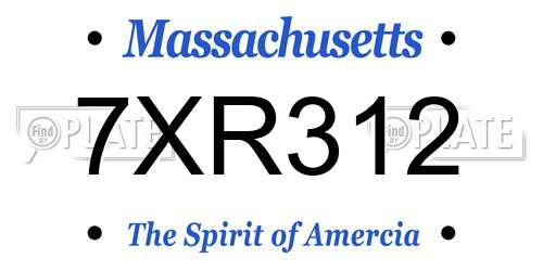 7XR312 Massachusetts License Plate