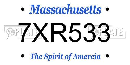 7XR533 Massachusetts License Plate